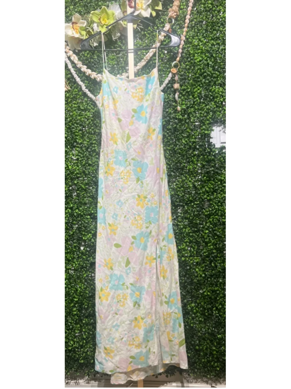 ASOS DESIGN Floral Maxi Dress Size 4 White Multicolor Linen Cotton Summer Spring - Picture 2 of 7